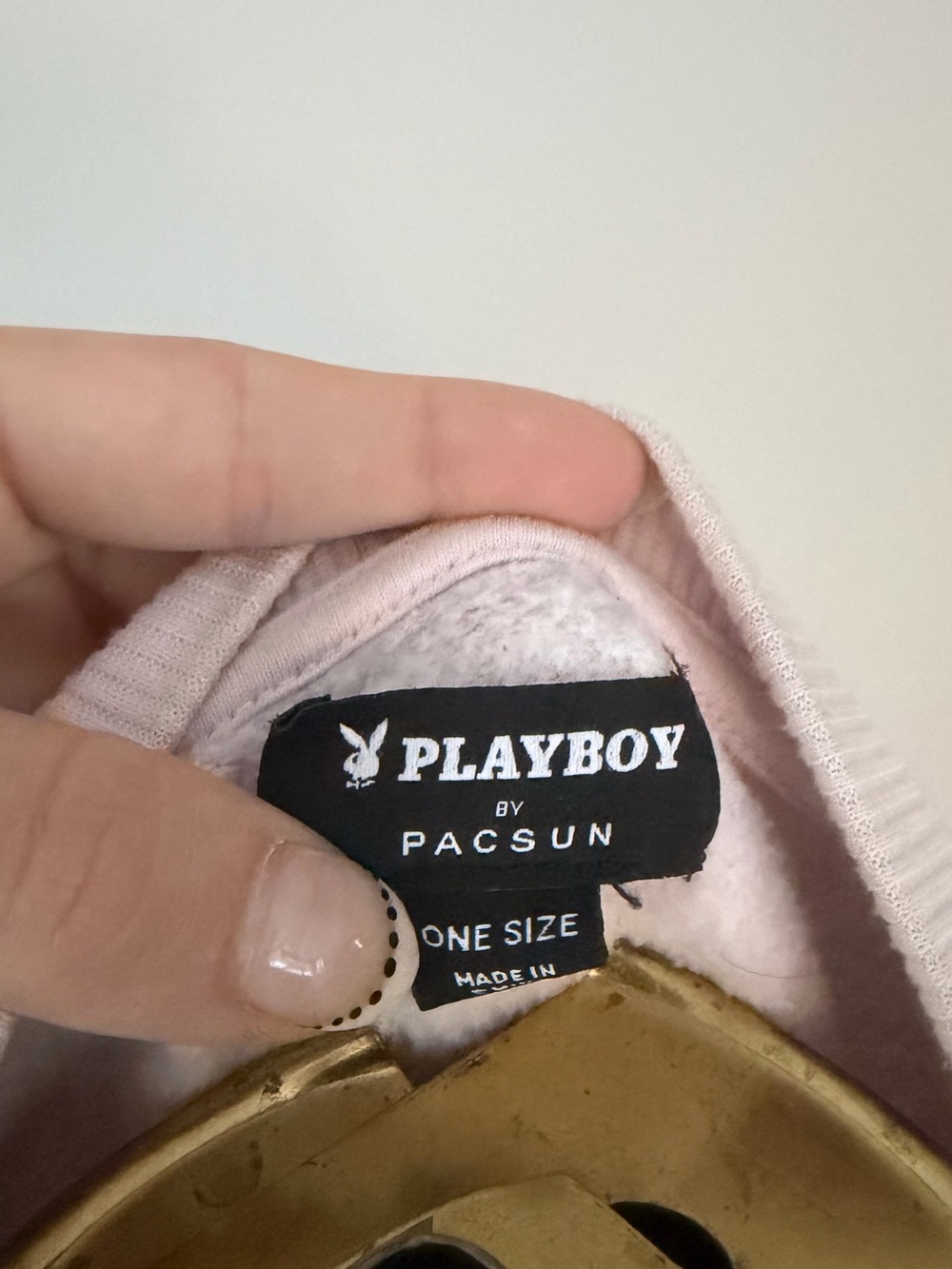 PLAYBOY by Pacsun Light Pink Rainbow Bunny Crewneck Sweatshirt, One Size - Picture 3 of 3
